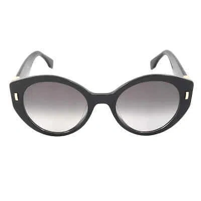 Pre-owned Fendi Gradient Smoke Round Ladies Sunglasses Fe40037u 01b 55 Fe40037u 01b 55 In Gray