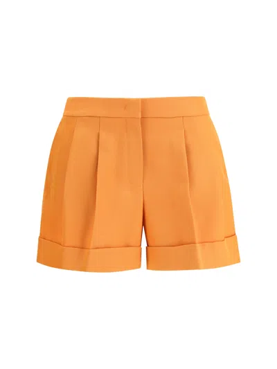 Fendi Wool Pleated Bermuda Shorts In Orange