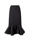 Fendi Women High-waisted Midi Skirt In Grain De Poudre Wool In Black