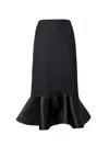 Fendi Women High-waisted Midi Skirt In Grain De Poudre Wool In Black