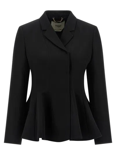 Fendi 'grain De Poudre' Blazer In Black