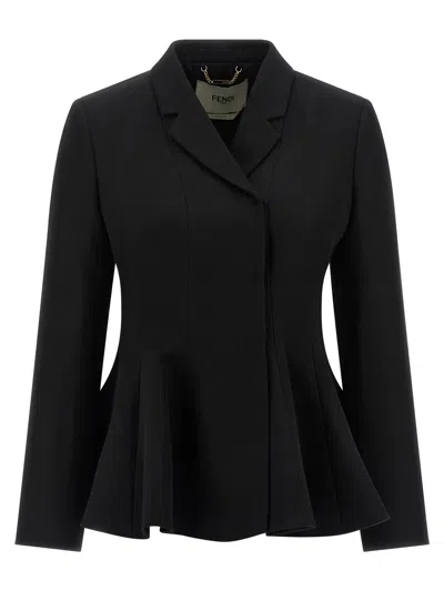 Fendi 'grain De Poudre' Blazer In Black