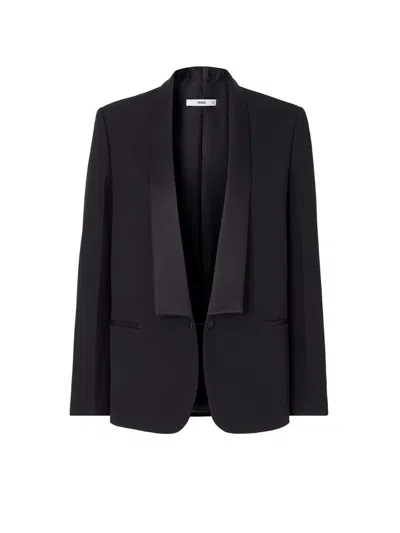 Fendi Grain De Poudre Shawl-lapel Blazer In Black