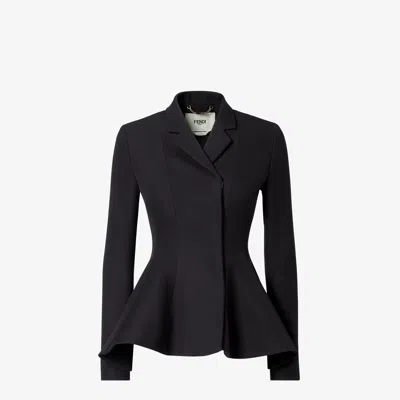 Fendi Grain-de-poudre Wool Jacket In Black