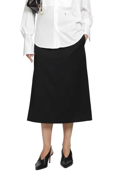 Fendi Grain De Poudre Midi Skirt In Black