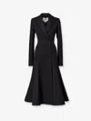Fendi Women Black Flared Double-breasted Coat With Peak Revers In Wool Woman In Black
