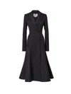 Fendi Women Black Flared Double-breasted Coat With Peak Revers In Wool Woman In Black