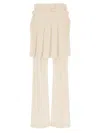 Fendi White Pleated Panel Grain De Poudre Trousers In Neutral