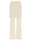 Fendi White Pleated Panel Grain De Poudre Trousers In Neutral