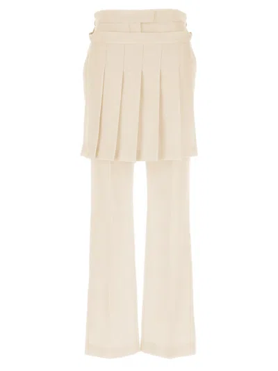 Fendi Grain De Poudre Pleated Panel Pants In Beige