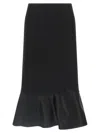 Fendi Women High-waisted Midi Skirt In Grain De Poudre Wool In Black
