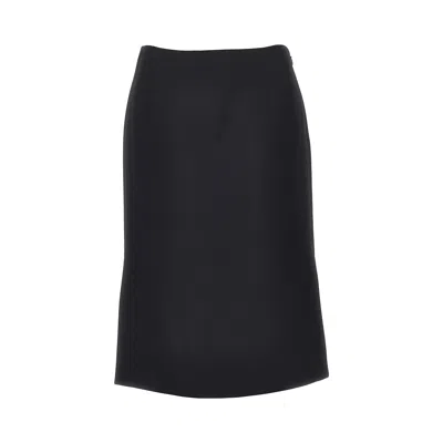 Fendi Grain De Poudre Wool And Silk Midi Skirt In Black