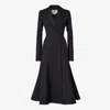 Fendi Women Black Flared Double-breasted Coat With Peak Revers In Wool Woman In Black