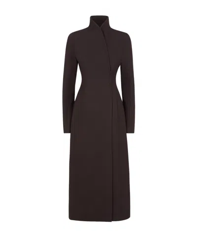 Fendi Grain Wool Coat In Black