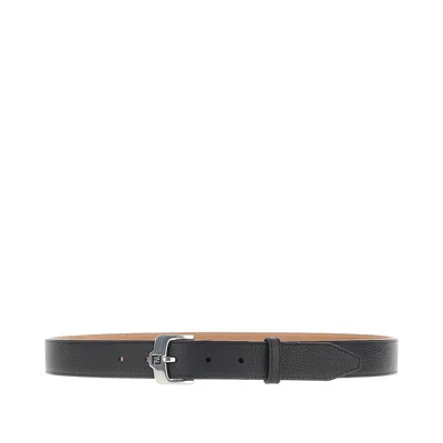 Fendi Grained Leather Belt In Black