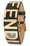 Fendi Graph Leather Strap Watch, 22.25mm X 25mm In Black