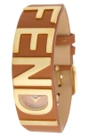 Fendi Graph Leather Strap Watch, 22.25mm X 25mm In Brown