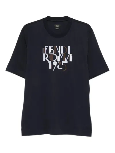 Fendi Graphic Crew Neck T-shirt In Black