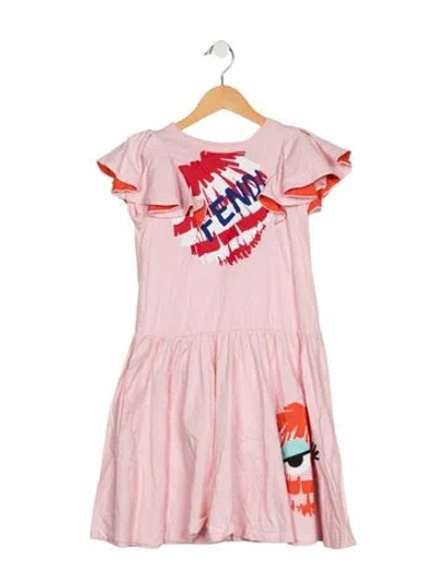 Pre-owned Fendi Kids' Graphic Dress In Pink