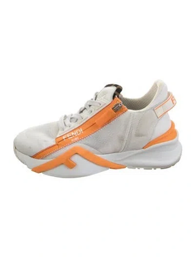 Pre-owned Fendi Graphic Print Athletic Sneakers In White