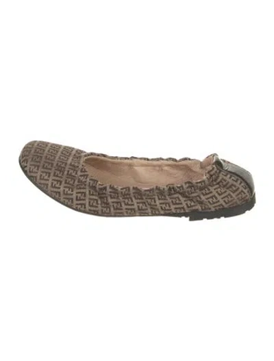 Pre-owned Fendi Graphic Print Ballet Flats In Brown