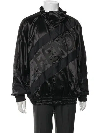 Pre-owned Fendi Graphic Print Bomber Jacket In Black