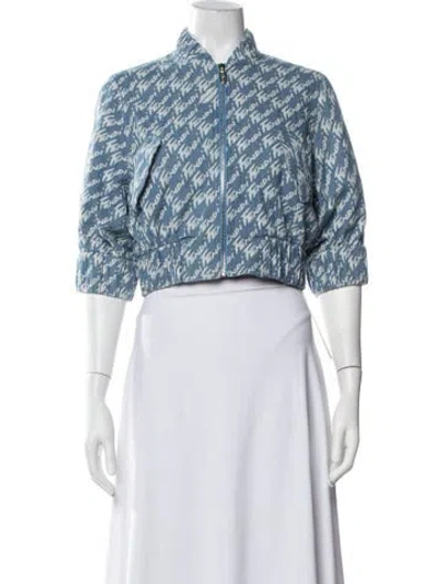 Pre-owned Fendi Graphic Print Bomber Jacket In Blue