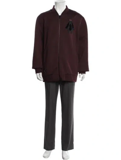 Pre-owned Fendi Graphic Print Bomber Jacket W/ Tags In Burgundy