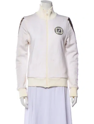 Pre-owned Fendi Graphic Print Bomber Jacket In White