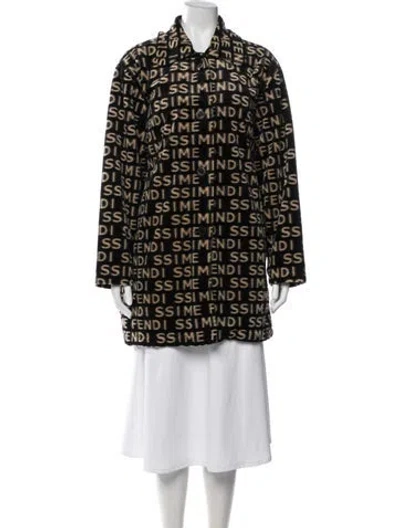 Pre-owned Fendi Graphic Print Coat In Brown