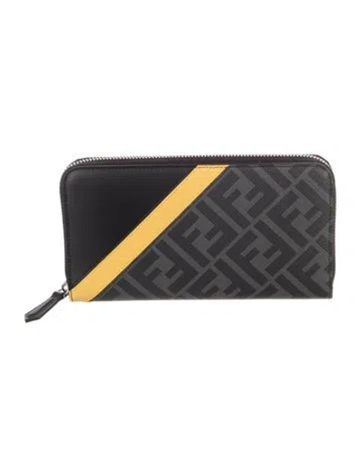 Pre-owned Fendi Graphic Print Continental Wallet In Grey