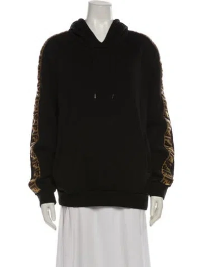 Pre-owned Fendi Graphic Print Crew Neck Hoodie In Black