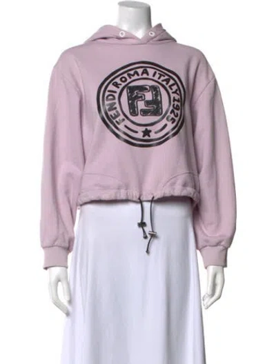 Pre-owned Fendi Graphic Print Crew Neck Hoodie In Purple
