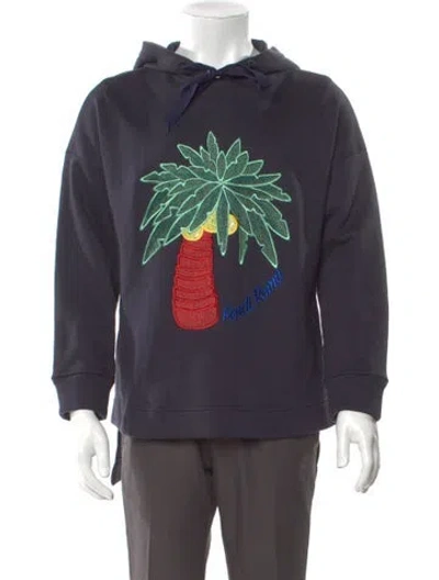 Pre-owned Fendi Graphic Print Crew Neck Hoodie W/ Tags In Blue