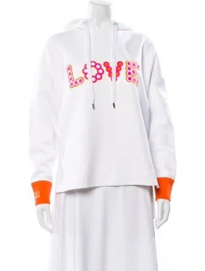 Pre-owned Fendi Graphic Print Crew Neck Hoodie In White