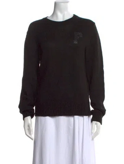 Pre-owned Fendi Graphic Print Crew Neck Sweater In Black
