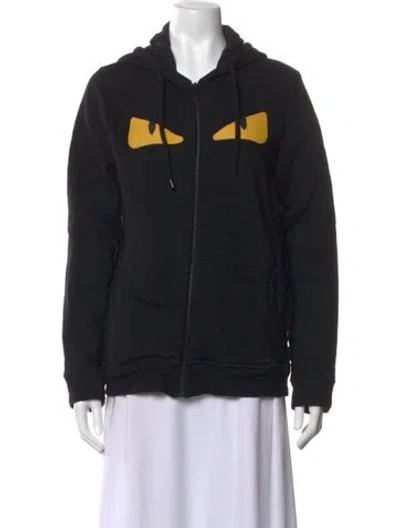 Pre-owned Fendi Graphic Print Crew Neck Sweater In Black/yellow