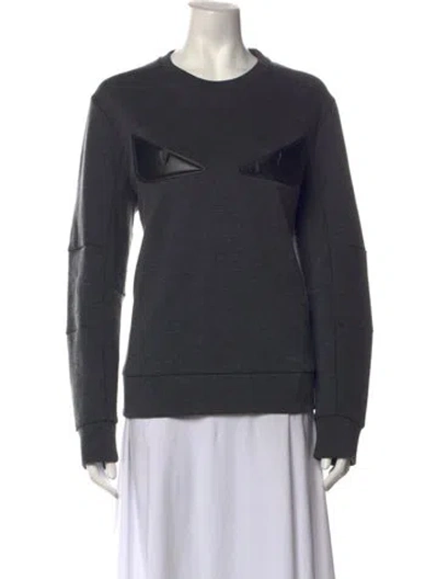 Pre-owned Fendi Graphic Print Crew Neck Sweater In Grey