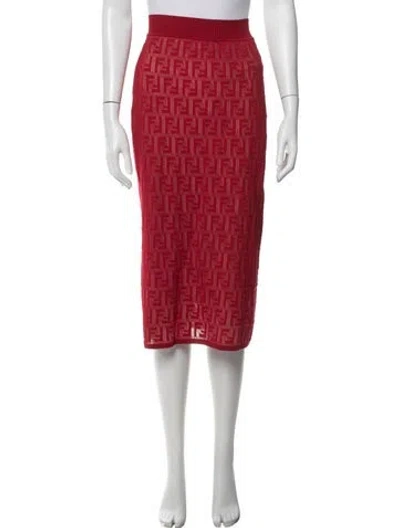 Pre-owned Fendi Graphic Print Crew Neck Sweater In Red