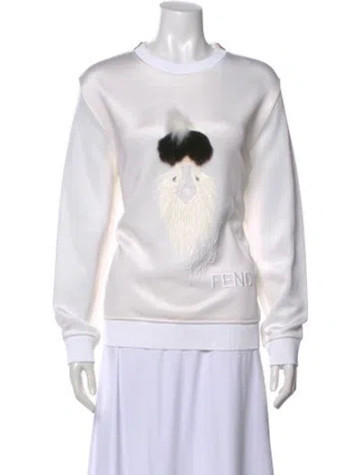 Pre-owned Fendi Graphic Print Crew Neck Sweater W/ Tags In Neutral