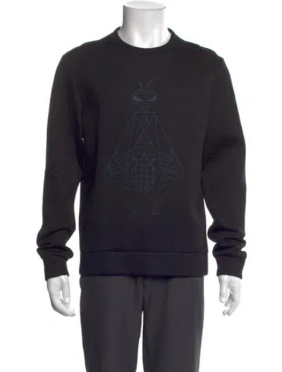 Pre-owned Fendi Graphic Print Crew Neck Sweatshirt In Black