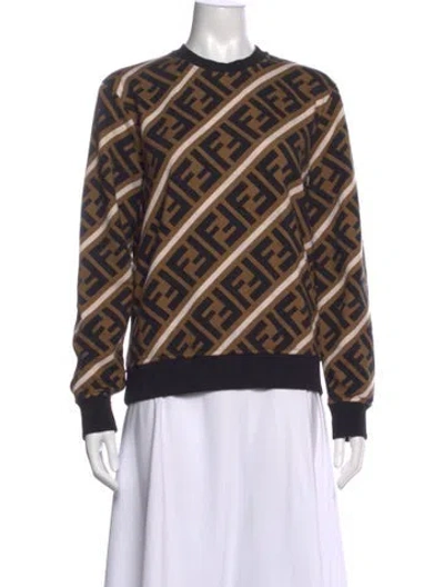 Pre-owned Fendi Graphic Print Crew Neck Sweatshirt In Multi