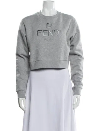 Pre-owned Fendi Graphic Print Crew Neck Sweatshirt W/ Tags In Gray