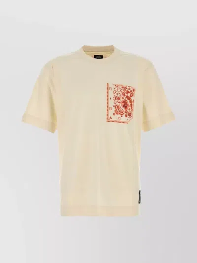 FENDI GRAPHIC PRINT CREW NECK T-SHIRT WITH POCKET