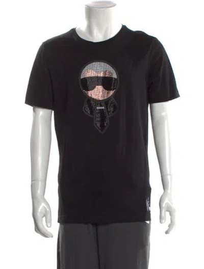 Pre-owned Fendi Graphic Print Crew Neck T-shirt In Black