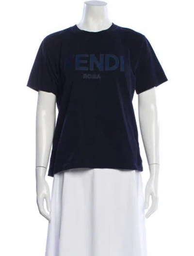 Pre-owned Fendi Graphic Print Crew Neck T-shirt In Black