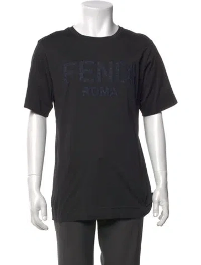 Pre-owned Fendi Graphic Print Crew Neck T-shirt In Black