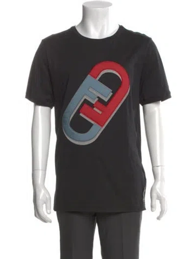 Pre-owned Fendi Graphic Print Crew Neck T-shirt In Black