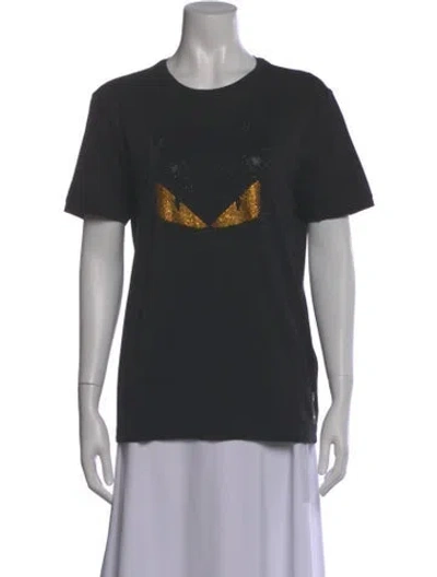 Pre-owned Fendi Graphic Print Crew Neck T-shirt In Black