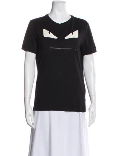 Pre-owned Fendi Graphic Print Crew Neck T-shirt In Black